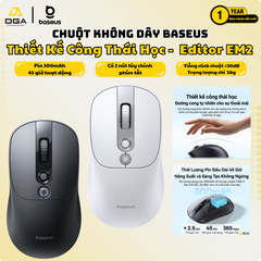 Chuột Không Dây Công Thái Học Baseus Editor EM2 (Bluetooth v5.3 & 2.4G Wireless Dual Mode, 45H, 4000 DPI, 300mAh, <30dB Quiet Clicking, Up to 250Hz Polling Rate)