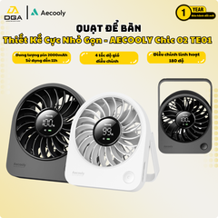 Quạt Để Bàn Cầm Tay Mini AECOOLY Chic 02 TE01 Pin 2000mAh Chạy Đến 11 Giờ 4 Tốc Độ Gió Siêu Mát Tiện Lợi