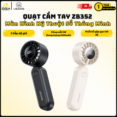 Quạt Cầm Tay USAMS ZB352 3W (Intelligent Digital Display, 1200mAh, 5-gear of Wind, 105° Foldable, 10398RPM)