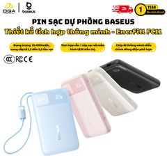 Pin Dự Phòng Baseus EnerFill FC41 10000mAh 67W (Digital Display, with Dual Built-in USB-C Cables, 1*Type-C + 1*USB-A port)