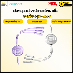 Cáp sạc Joyroom A40 Colorful Series 3-in-1 mini Retractable Charging Cable 1m