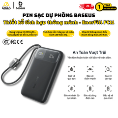Pin dự phòng Baseus EnerFill FC11 Digital Display Power Bank with Dual Built-in Cables 10000mAh 22.5W Beige (E0027R0B) (CCC / 3C Certification)
