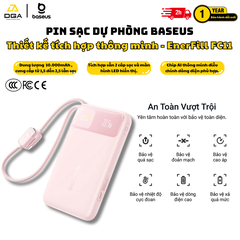 Pin dự phòng Baseus EnerFill FC11 Digital Display Power Bank with Dual Built-in Cables 10000mAh 22.5W Beige (E0027R0B) (CCC / 3C Certification)
