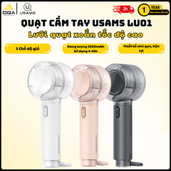 Quạt Cầm Tay Mini Tích Điện USAMS LU01 5 chế độ quạt High-speed Spiral Blades, 2000mAh