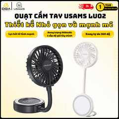 Quạt Cầm Tay USAMS LU02 3.9W (360° Free Rotation, With stand, 7pcs High-speed Spiral Blades, 900mAh, Strong Magnetic Suction, Three Gear Wind)