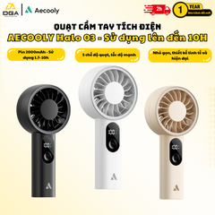 Quạt Cầm Tay AECOOLY Halo 03 5W (2000mAh, 10.5H, 6000RPM, 5 Adjustable Speeds, 6m/s, Digital Display)