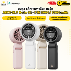 Quạt Cầm Tay AECOOLY Halo 02 (7000rpm, 5000mAh, Dual Air Channels, Ultra-High Wind Power, Foldable and placed on the desktop, Versatile Handheld/Desktop/Hanging Usage) - BLACK