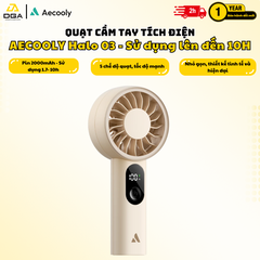 Quạt Cầm Tay AECOOLY Halo 03 5W (2000mAh, 10.5H, 6000RPM, 5 Adjustable Speeds, 6m/s, Digital Display)
