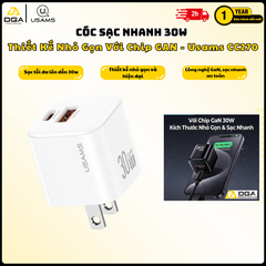 Củ Sạc Nhanh GaN 30W USAMS CC270: 2 Cổng Nhỏ Gọn, Quốc Dân