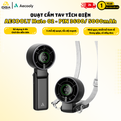 Quạt Cầm Tay AECOOLY Halo 02 (7000rpm, 5000mAh, Dual Air Channels, Ultra-High Wind Power, Foldable and placed on the desktop, Versatile Handheld/Desktop/Hanging Usage) - BLACK
