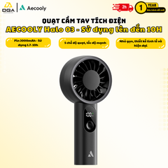Quạt Cầm Tay AECOOLY Halo 03 5W (2000mAh, 10.5H, 6000RPM, 5 Adjustable Speeds, 6m/s, Digital Display)