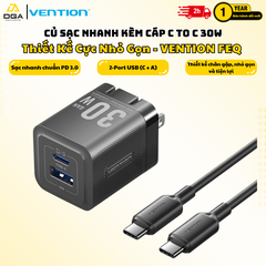 Bộ Sạc Nhanh C+A Kèm Cáp C to C VENTION FEQ 30W (GaN Charger)