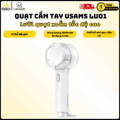 Quạt Cầm Tay Mini Tích Điện USAMS LU01 5 chế độ quạt High-speed Spiral Blades, 2000mAh