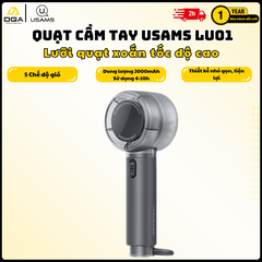 Quạt Cầm Tay Mini Tích Điện USAMS LU01 5 chế độ quạt High-speed Spiral Blades, 2000mAh