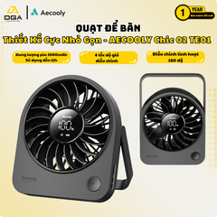 Quạt Để Bàn Cầm Tay Mini AECOOLY Chic 02 TE01 Pin 2000mAh Chạy Đến 11 Giờ 4 Tốc Độ Gió Siêu Mát Tiện Lợi