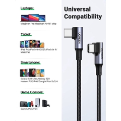 UGREEN Angled USB-C M/M Cable Aluminium Shell with Braided US335