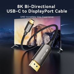 Cáp Chuyển Type-C to DP 8K Bi-Directional VENTION CRF (8K@60Hz, Cotton Braided)