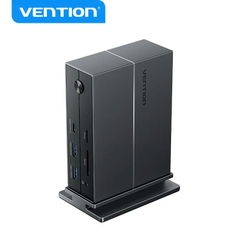 Vention USB-C to Thunderbolt 4/DisplayPort/HDMI/USB 3.2 Gen 2 Type-C/USB 3.2 Gen 2 Type-A x 2/USB 3.0/USB 2.0 x 2/RJ45/SD/TF/3.5mm TRRS/DC 5.5mm Thunderbolt 4 Docking Station EU-Plug Gray Aluminum Alloy Type (TPFH0-EU)