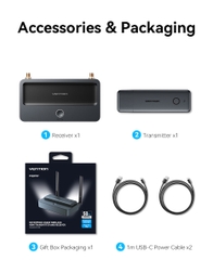Bộ chuyển đổi Vention Enterprise-Grade Wireless HDMI to HDMI + VGA + 3.5mm TRS + USB-C Transmitter and Receiver Aluminum Alloy Type (ADTH0) - Xám