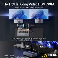 Bộ chuyển đổi Vention Enterprise-Grade Wireless HDMI to HDMI + VGA + 3.5mm TRS + USB-C Transmitter and Receiver Aluminum Alloy Type (ADTH0) - Xám