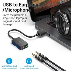 Bộ chuyển đổi USB to 2*3.5mm Vention CDYB0 (Male to Female)