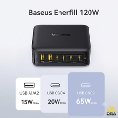 Bộ Sạc Để Bàn Baseus EnerFill FH21 6 cổng 120W Đa Năng, Sạc Nhanh Laptop 1 cổng 65W