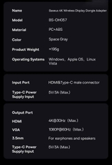 Bộ Truyền Hình Ảnh Qua HDMI Không Dây Baseus 4K Wireless Display Dongle Adapter Cho Smartphone/ iPad/ Macbook