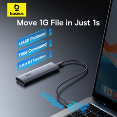 Box Đựng Ổ Cứng Di Động SSD M.2 Baseus FlyJoy Series SSD Enclosure Type C 3.2 Gen2 (New Upgrade Version, M.2 NVMe and SATA 2280, 2260, 2242, 2230)