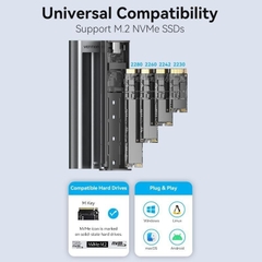 Box Đựng Ổ Cứng Di Động SSD M.2 Vention M.2 NVMe SSD Enclosure KPKH0 (USB 3.1 Gen 2-C, with Heat Sink)