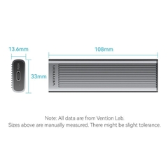 Box Đựng Ổ Cứng Di Động SSD M.2 Vention M.2 NVMe SSD Enclosure KPKH0 (USB 3.1 Gen 2-C, with Heat Sink)