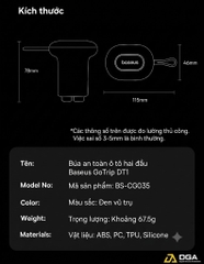 Búa phá kính thoát hiểm dùng trên xe hơi Baseus GoTrip DT1 Double Headed Car Safety Hammer