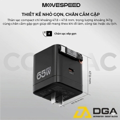 Củ sạc nhanh Movespeed MSA04 65W/35W | Super GaN | Tích hợp Type C