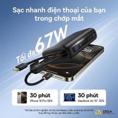 Pin Dự Phòng Baseus EnerFill FC41 10000mAh 67W (Digital Display, with Dual Built-in USB-C Cables, 1*Type-C + 1*USB-A port)