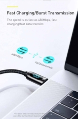 Cáp sạc 100W Baseus Display Fast Charging Data Cable Type-C to Type-C siêu nhanh