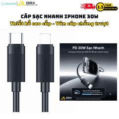 Cáp sạc điện thoại C to IP 30w USAMS model: SJ781 U94 dài 1m