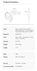 Cáp Sạc Dây Rút Thế Hệ Mới Baseus Bright Mirror 2 Series Retractable 3 in 1