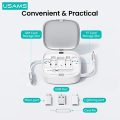 Cáp Sạc Nhanh 60W dây rút USAMS U87 C to C (Kèm hộp đựng đa năng)