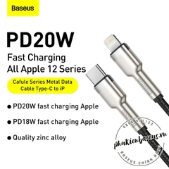 Cáp sạc nhanh C to Lightning 20W cho iPhone 12 Series Baseus Cafule Metal Series