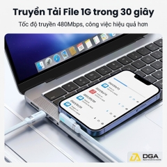 Cáp Sạc Nhanh C to Lightning USAMS SJ652 30W (Digital Display, 1.2m, 480Mbps, Right-angle cable)