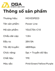 Cáp sạc nhanh Movespeed CT04 PD 60W 1M – Sạc nhanh, truyền dữ liệu 480Mbps - Chính hãng VN