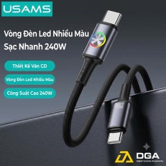 Cáp Sạc Usams SJ751 240W Type-C To Type-C 1.2m Đèn LED Sạc Laptop