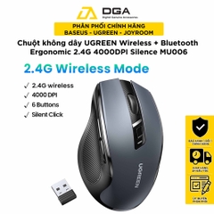 Chuột không dây UGREEN Ergonomic Wireless Bluetooth Mouse 2.4G 4000DPI Silence Design MU006