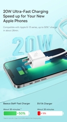 Cóc Sạc Nhanh 20W Baseus GaN5 Fast Charger 1 cổng sạc dùng cho iphone
