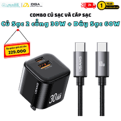 Combo Củ Sạc 30W USAMS CC270 và Cáp Sạc USAMS SJ769 U91 60W