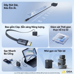 Củ sạc điện thoại Baseus EnerCore CJ21 Fast Charger with Dual Retractable Cables 3C 67W US - Đen, Model: E0120F00