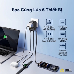 Củ Sạc Du Lịch Baseus PicoGo AG11 45W: Đa Năng 6-in-1, Tự Cuộn Dây
