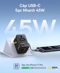 Củ Sạc Du Lịch Baseus PicoGo AG11 45W: Đa Năng 6-in-1, Tự Cuộn Dây