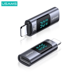 Đầu chuyển Type-C To Lightning USAMS US-SJ681 AU18 30W (Aluminum Alloy Digital Display Adapter)