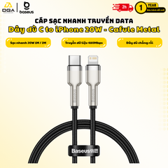 Cáp sạc nhanh C to Lightning 20W cho iPhone 12 Series Baseus Cafule Metal Series