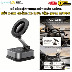 Đế Đỡ Điện Thoại Hút Chân Không + Từ Tính USAMS ZJ093 (3-Axis folding, N52 Strong magnetic adsorption, 720° Rotation)